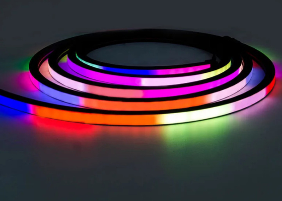 12V 24V Гибкий RGB LED Неонный свет 16x16 мм 20x20 мм Черный цвет Адресованный