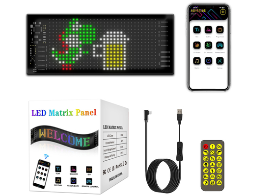 Программируемый DIY Прокрутка текста 5V USB беспроводное управление RGB гибкий светодиодный автомобильный знак для рекламы