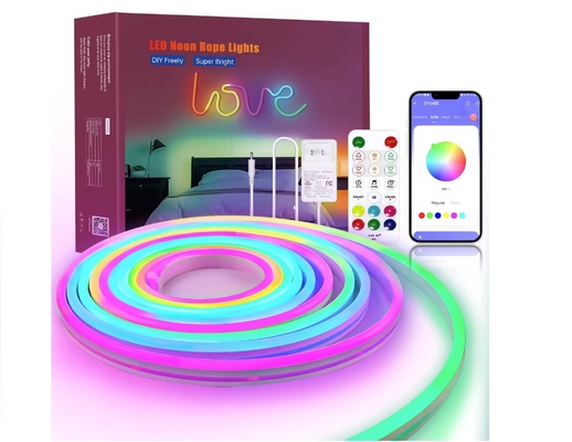 5M полный цвет RGB Led Neon Гибкий Силиконовый Окружающий Световой Стрип Умный DIY Цифровой Беговой Стрип Световой Набор TUYA APP