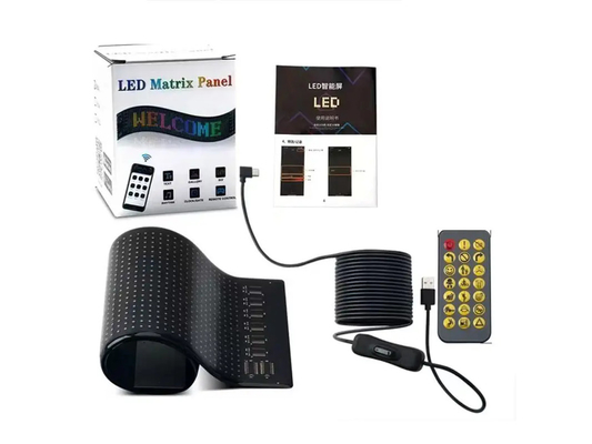 5VDC USB/2A 37x8.5cm LED матричный дисплей Автопанель Гибкий пиксель Программируемый прокрутка Реклама для DIY Анимация Текст