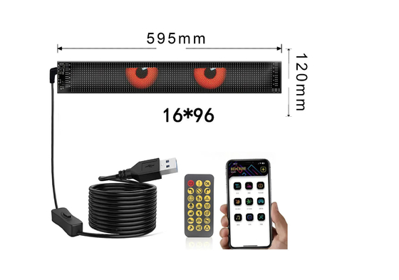 5VDC USB/2A 37x8.5cm LED матричный дисплей Автопанель Гибкий пиксель Программируемый прокрутка Реклама для DIY Анимация Текст