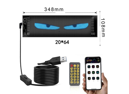 5VDC USB/2A 37x8.5cm LED матричный дисплей Автопанель Гибкий пиксель Программируемый прокрутка Реклама для DIY Анимация Текст
