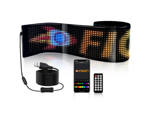 5VDC USB/2A 37x8.5cm LED матричный дисплей Автопанель Гибкий пиксель Программируемый прокрутка Реклама для DIY Анимация Текст