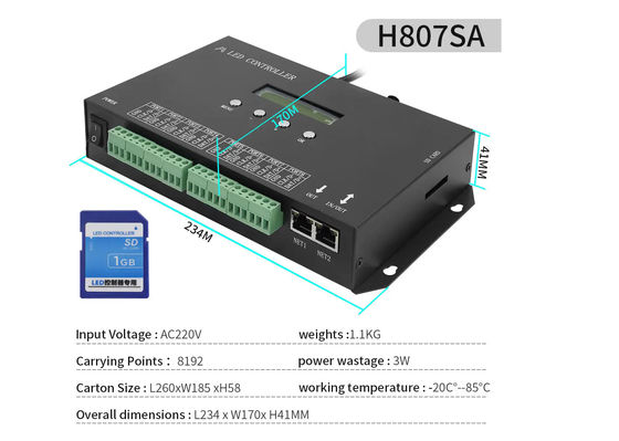 DMX512 Программируемый SPI Led Controller H807SA 8192 Пиксели Для DMX512 WS2811 WS2812B WS2815 APA102 Led Strip
