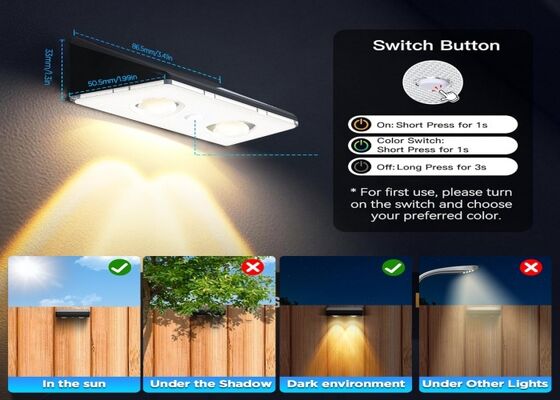 IP67 Waterproof RGB Home Solar - Powered Fence Lamp for Decoration